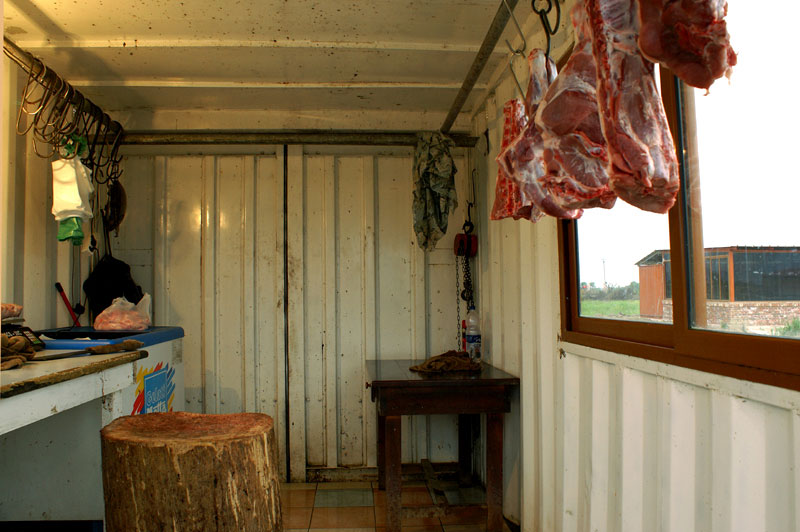 Carne in vendita sulla strada Tirana-Scutari in Albania